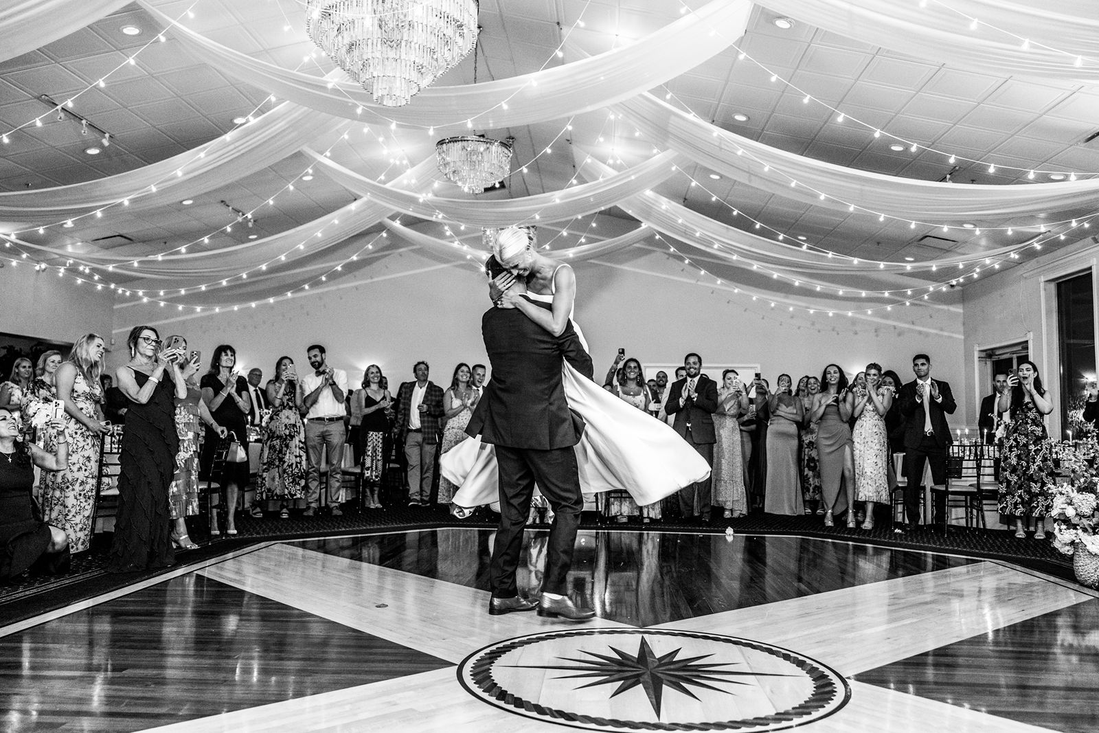 Bride and groom first dance at Hamptons wedding.
